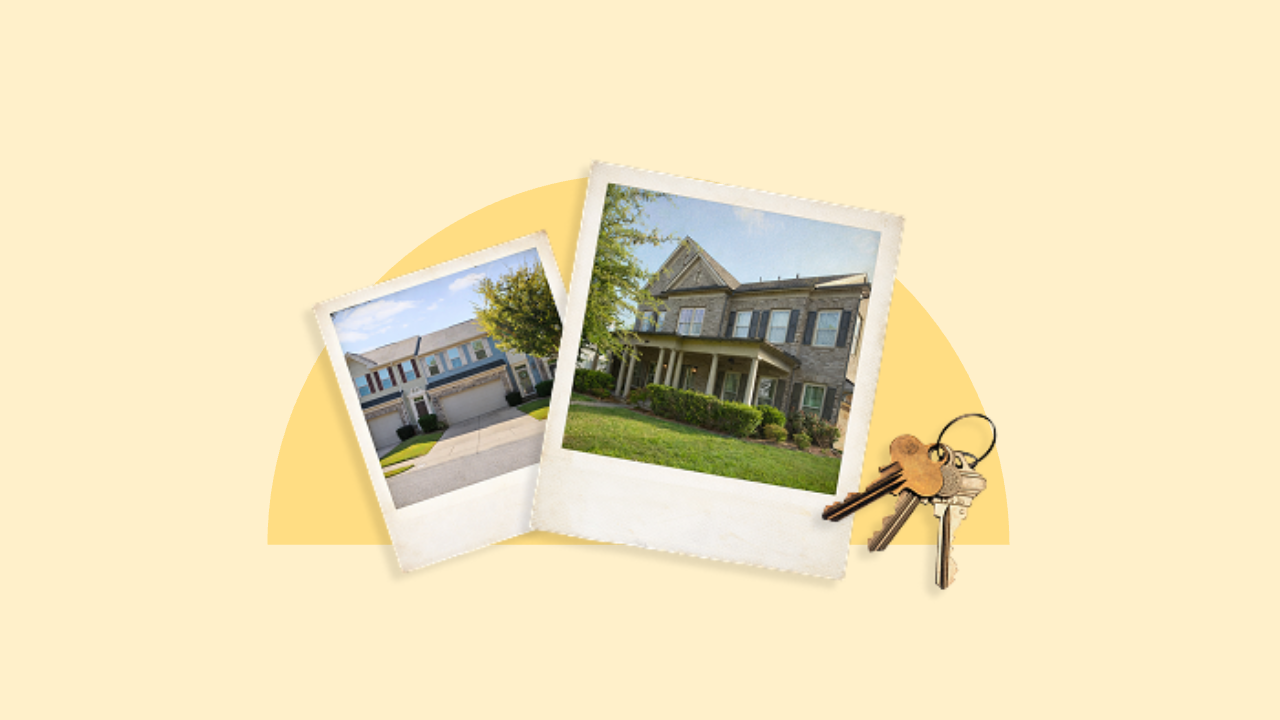 A header image that features the interview subject's previous and new homes after a move