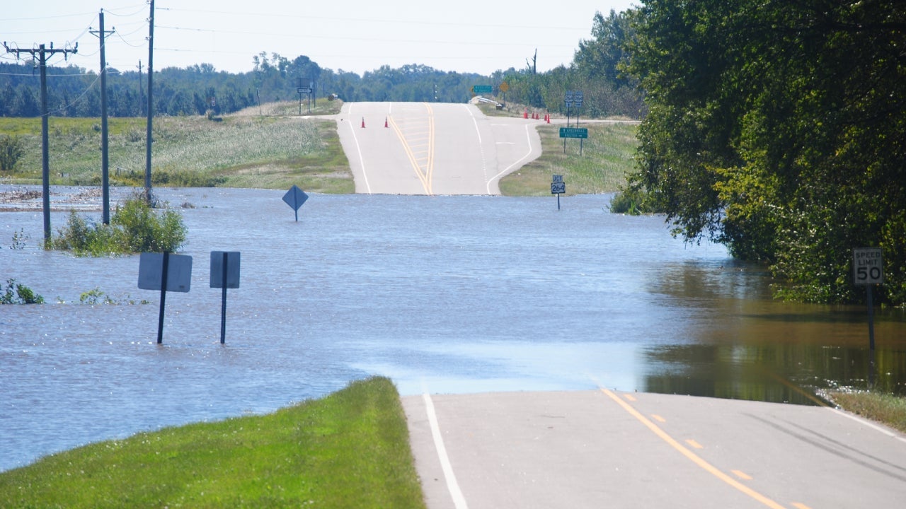 a flooded road in south carolina