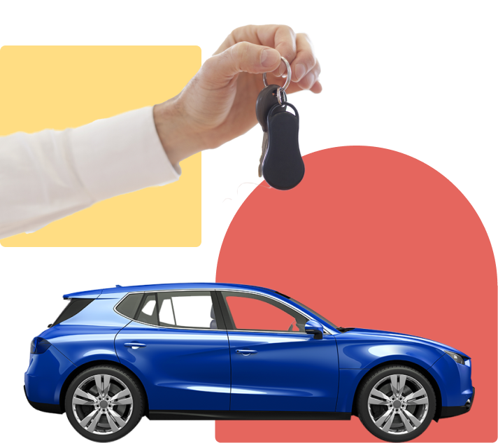 Collage of car and hand with keys