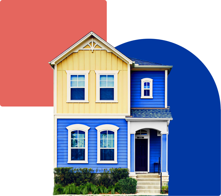 Front of house staged with shapes