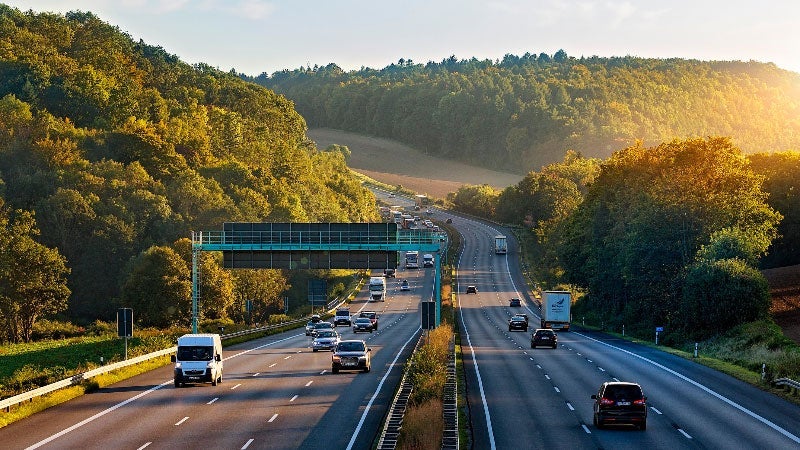cars driving down the highway